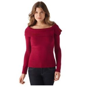 White House Black Market Split Collar Sweater in Cardinal SZ M